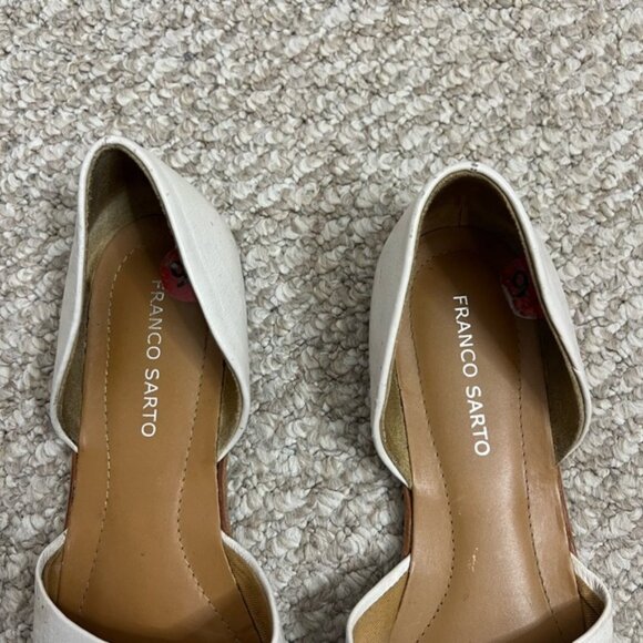 Franco sarto leather cream brown peep toe slip on flats size 9.5 - Picture 3 of 7